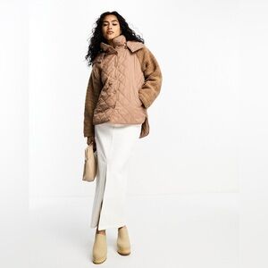 InWear Citoria padded and borg hooded jacket in BLUE